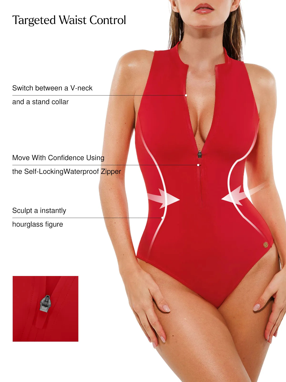 AR UNIVERSAL Zip-Front Waist Shaping Swimsuit swimwear