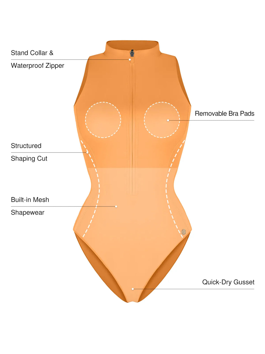 AR UNIVERSAL Zip-Front Waist Shaping Swimsuit swimwear