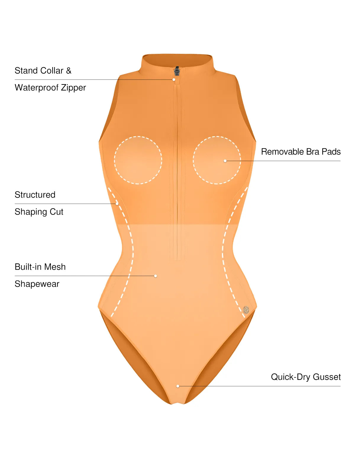 AR UNIVERSAL Zip-Front Waist Shaping Swimsuit swimwear