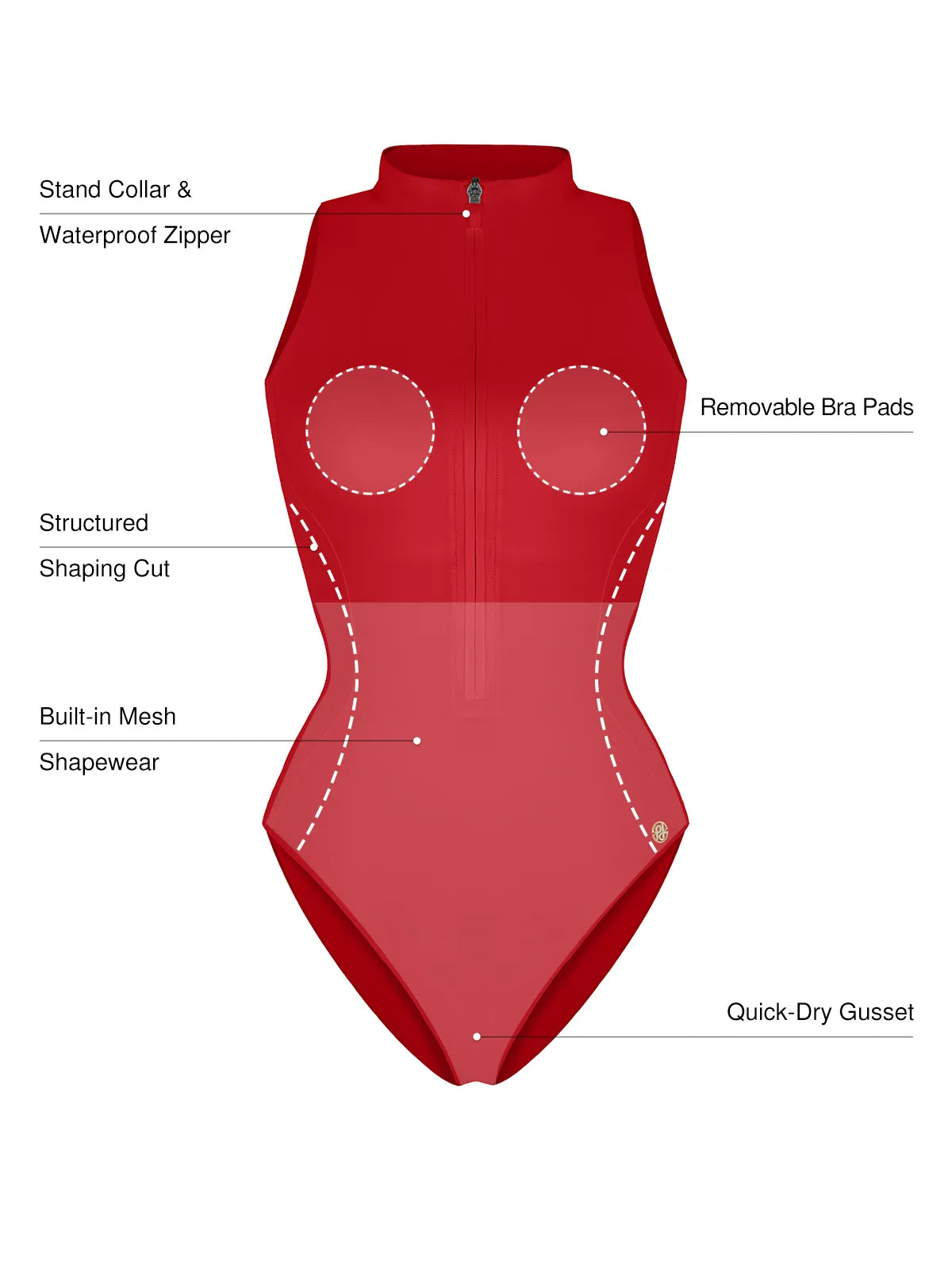 AR UNIVERSAL Zip-Front Waist Shaping Swimsuit swimwear