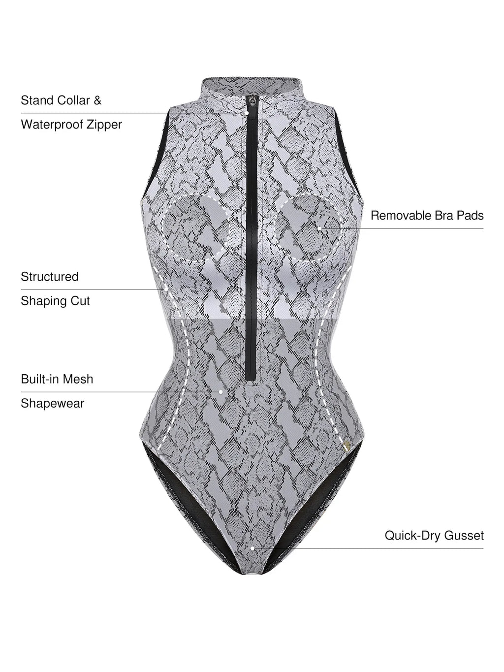 AR UNIVERSAL Zip-Front Waist Shaping Swimsuit swimwear