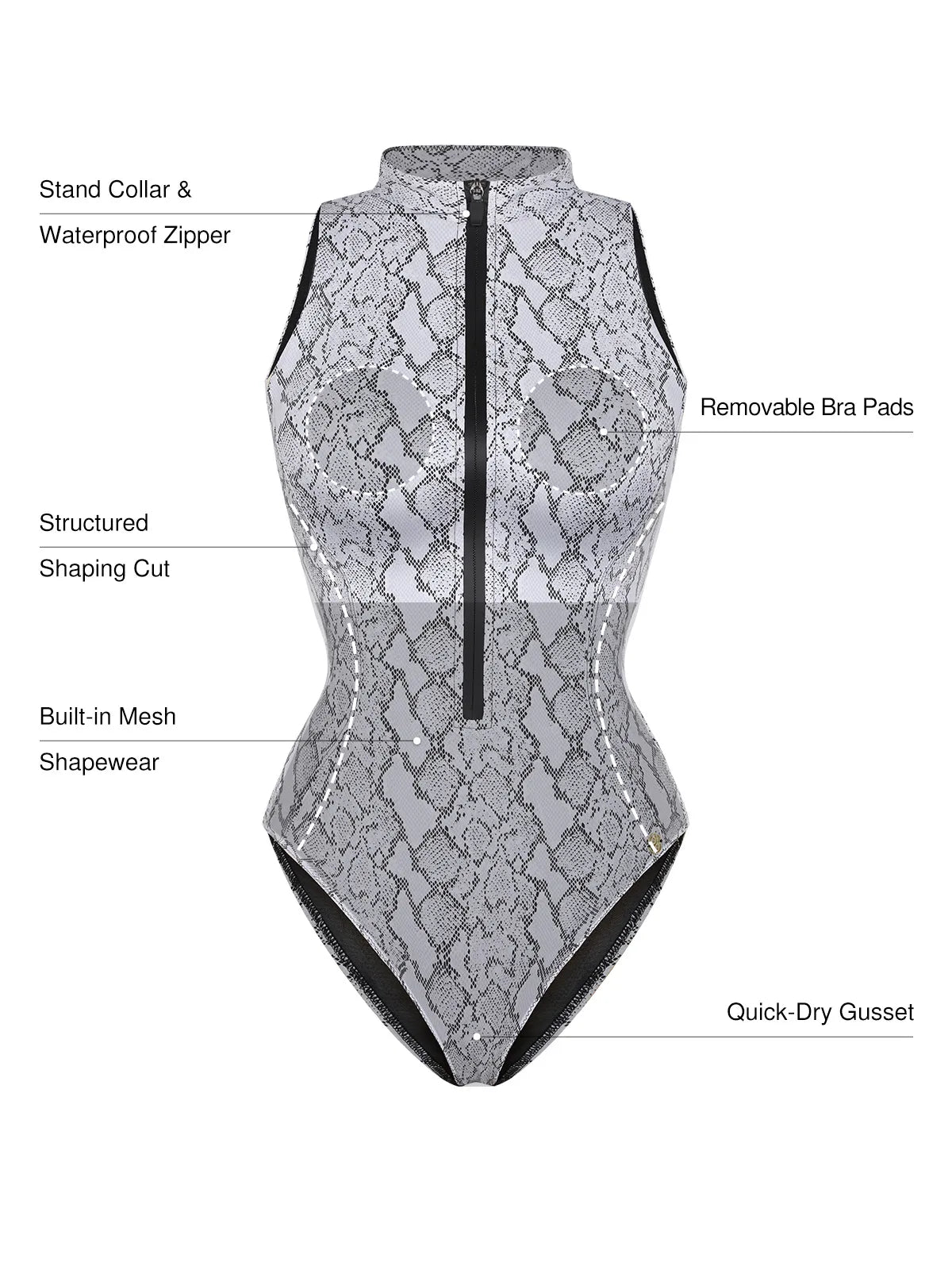 AR UNIVERSAL Zip-Front Waist Shaping Swimsuit swimwear