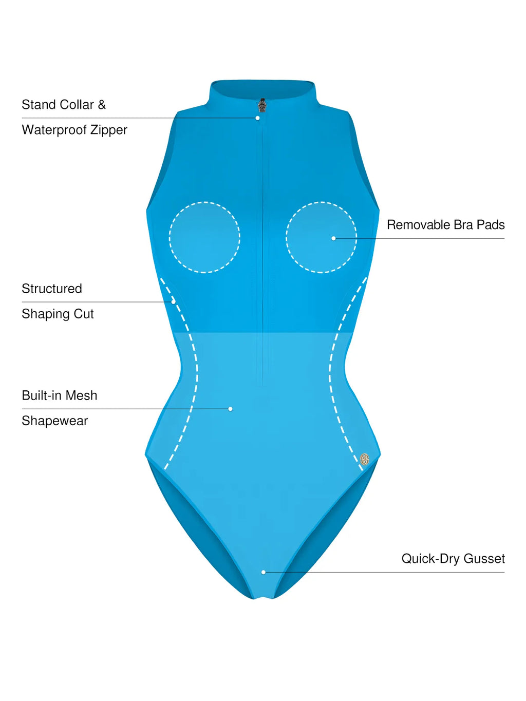 AR UNIVERSAL Zip-Front Waist Shaping Swimsuit swimwear