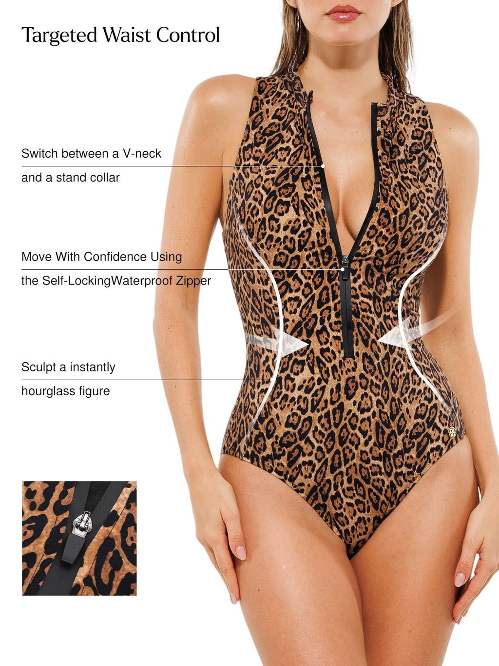 AR UNIVERSAL Zip-Front Waist Shaping Swimsuit swimwear