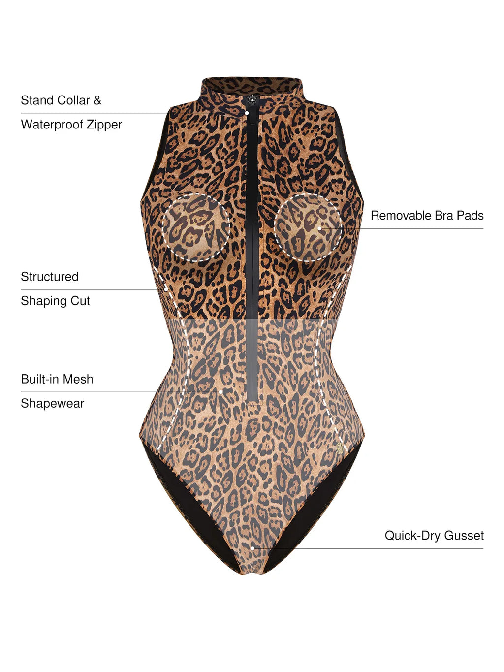 AR UNIVERSAL Zip-Front Waist Shaping Swimsuit swimwear