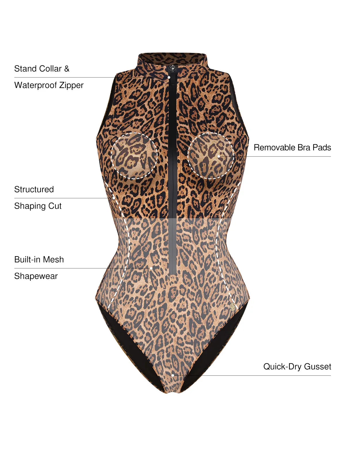 AR UNIVERSAL Zip-Front Waist Shaping Swimsuit swimwear