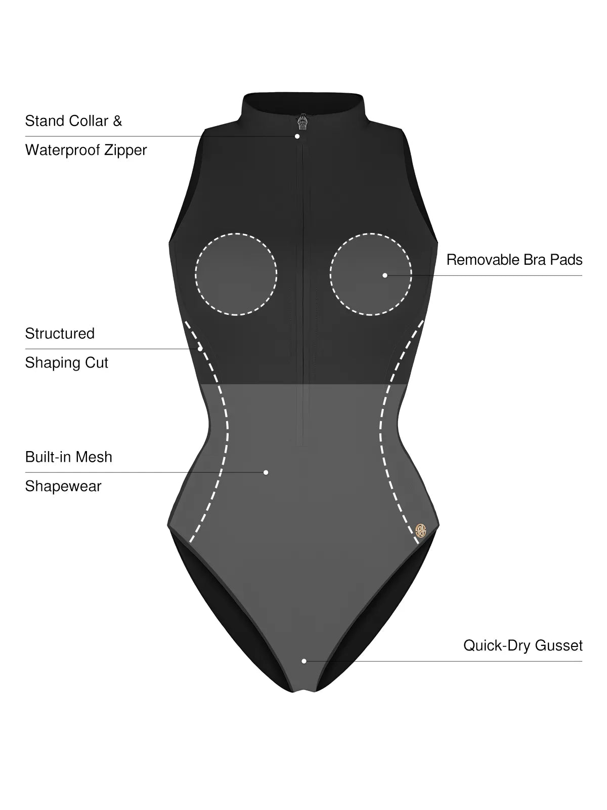 AR UNIVERSAL Zip-Front Waist Shaping Swimsuit swimwear