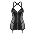 PU Leather Fishnet Halter Mini Dress Set - AR UNIVERSALAR UNIVERSALLingerie Sets