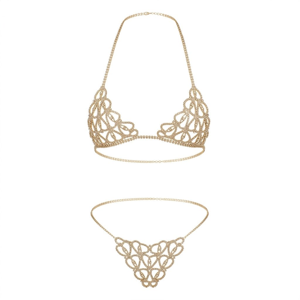 Rhinestone Chain Open Cup Lingerie Set - AR UNIVERSALAR UNIVERSALLingerie Sets