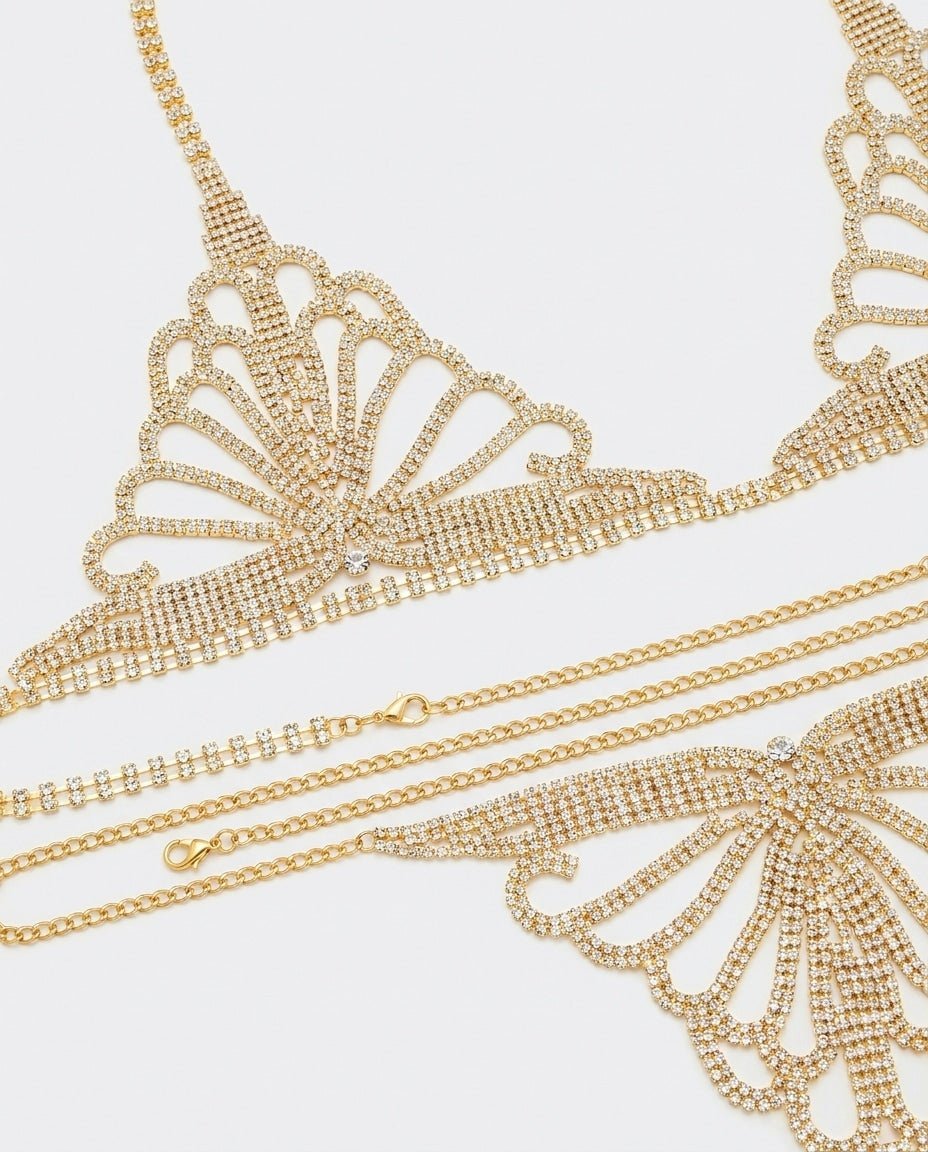 Rhinestone Chain Open Cup Lingerie Set - AR UNIVERSALAR UNIVERSALLingerie Sets