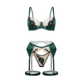 Satin Embroidered Four Piece Lingerie Set - AR UNIVERSALAR UNIVERSALLingerie Sets