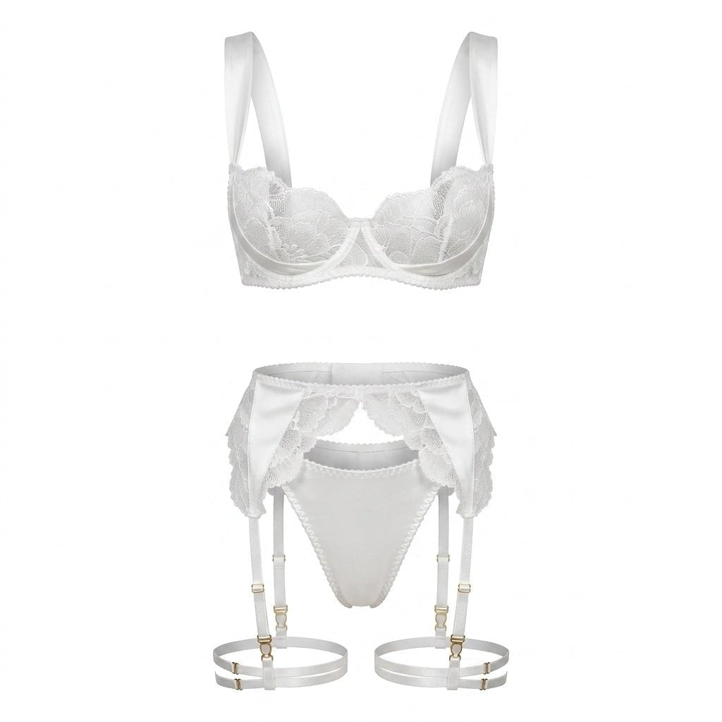 Satin Lace Underwired Lingerie Set - AR UNIVERSALAR UNIVERSALLingerie Sets