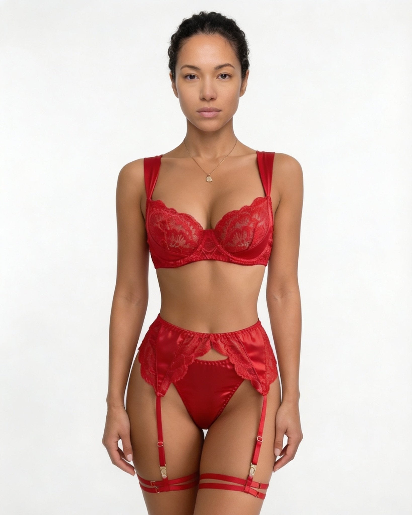 Satin Lace Underwired Lingerie Set - AR UNIVERSALAR UNIVERSALLingerie Sets