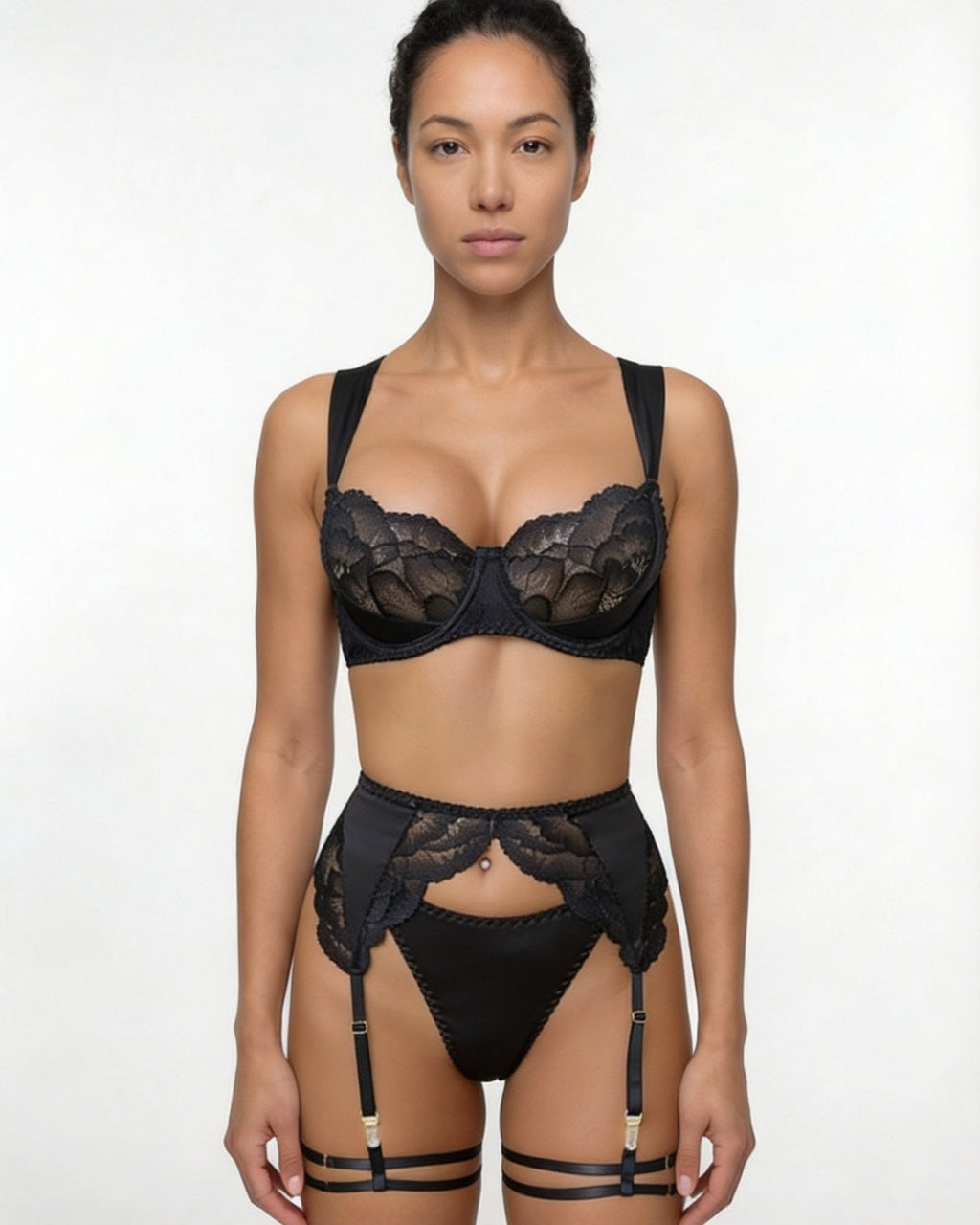 Satin Lace Underwired Lingerie Set - AR UNIVERSALAR UNIVERSALLingerie Sets