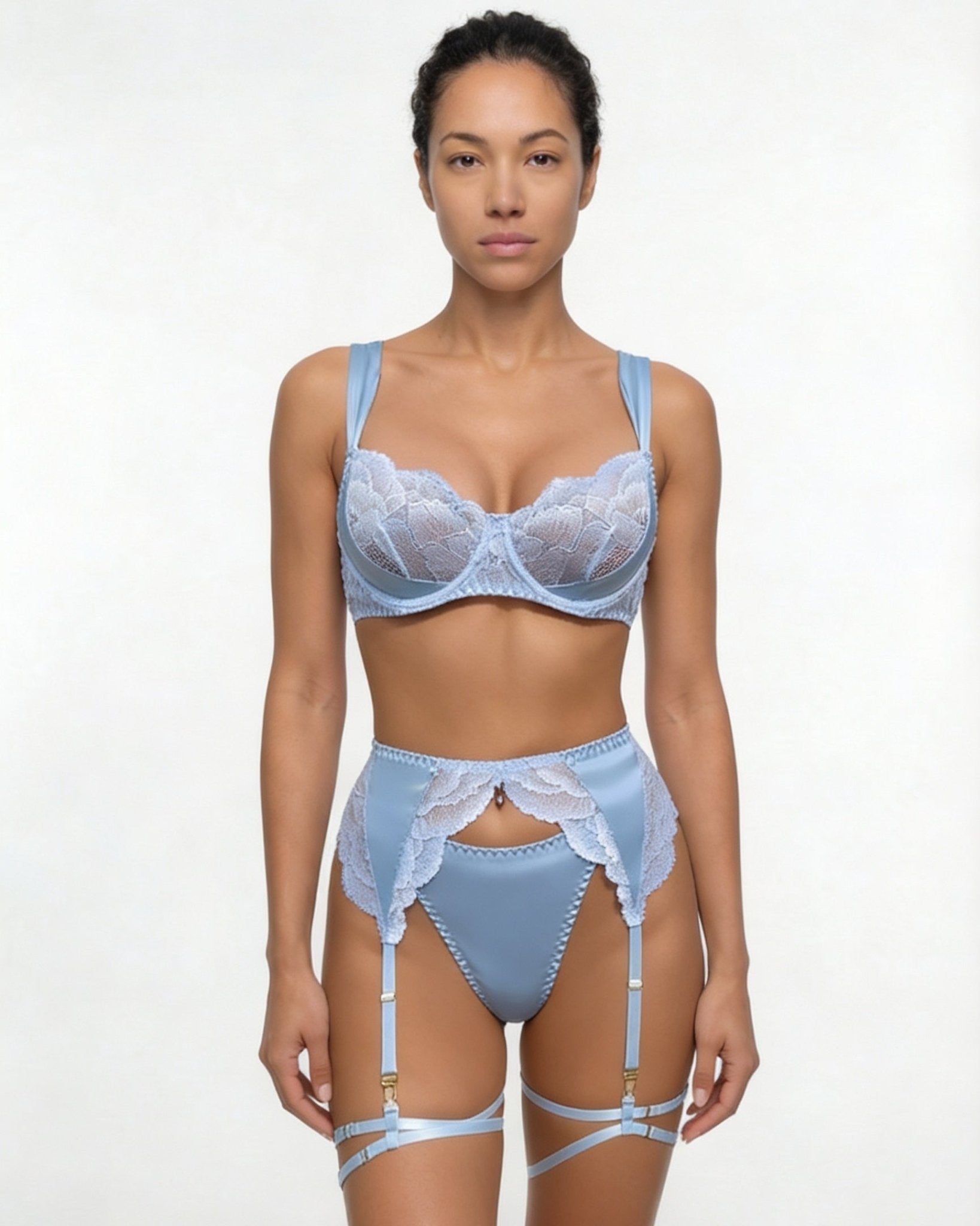 Satin Lace Underwired Lingerie Set - AR UNIVERSALAR UNIVERSALLingerie Sets
