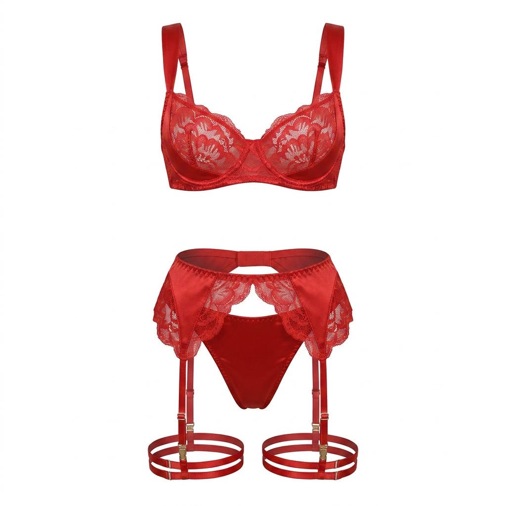 Satin Lace Underwired Lingerie Set - AR UNIVERSALAR UNIVERSALLingerie Sets