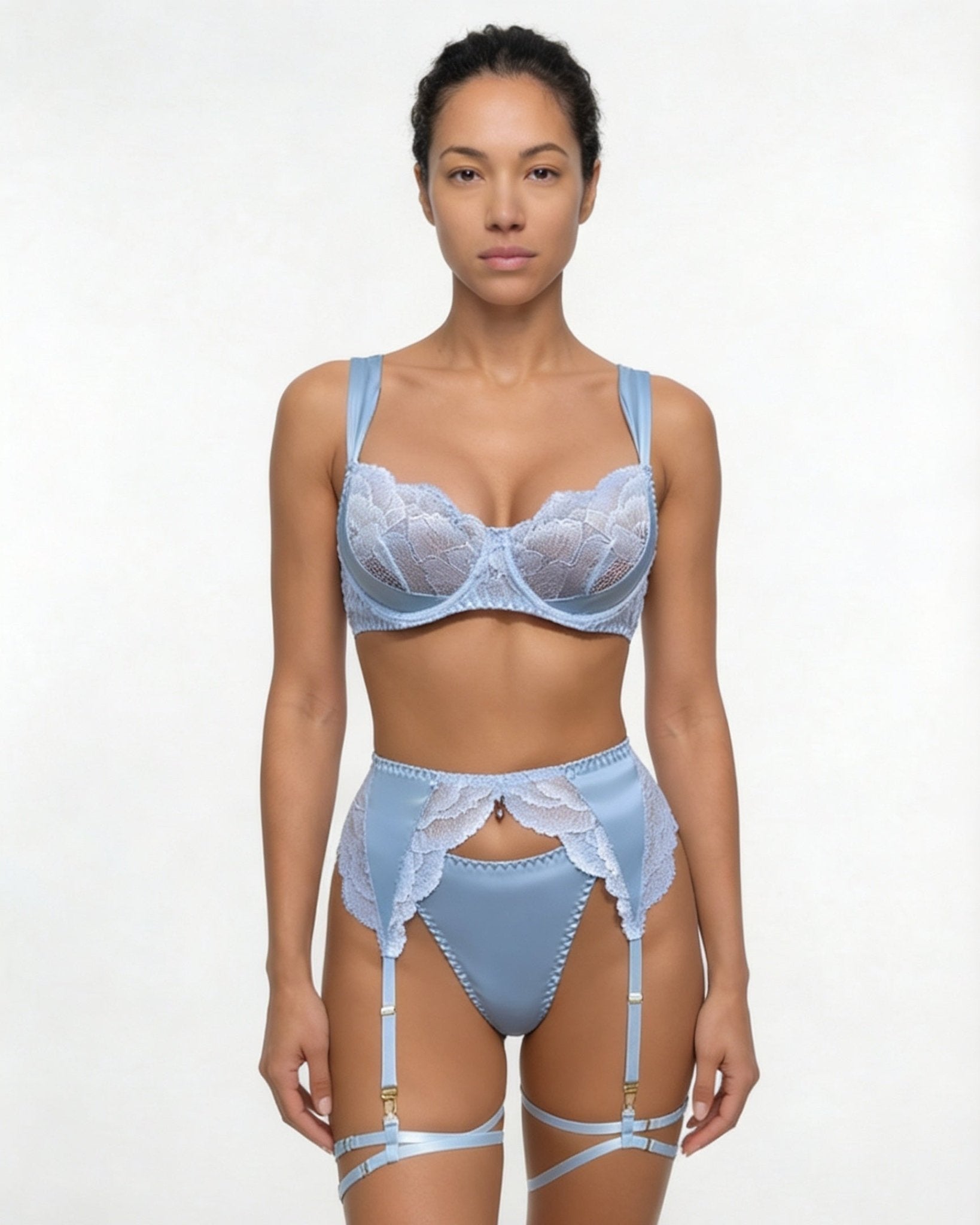 Satin Lace Underwired Lingerie Set - AR UNIVERSALAR UNIVERSALLingerie Sets
