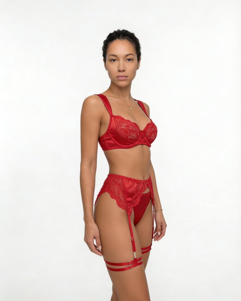 Satin Lace Underwired Lingerie Set - AR UNIVERSALAR UNIVERSALLingerie Sets