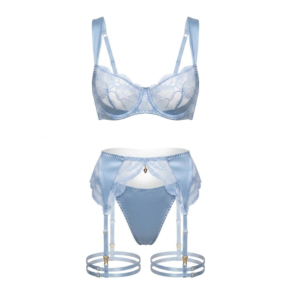 Satin Lace Underwired Lingerie Set - AR UNIVERSALAR UNIVERSALLingerie Sets