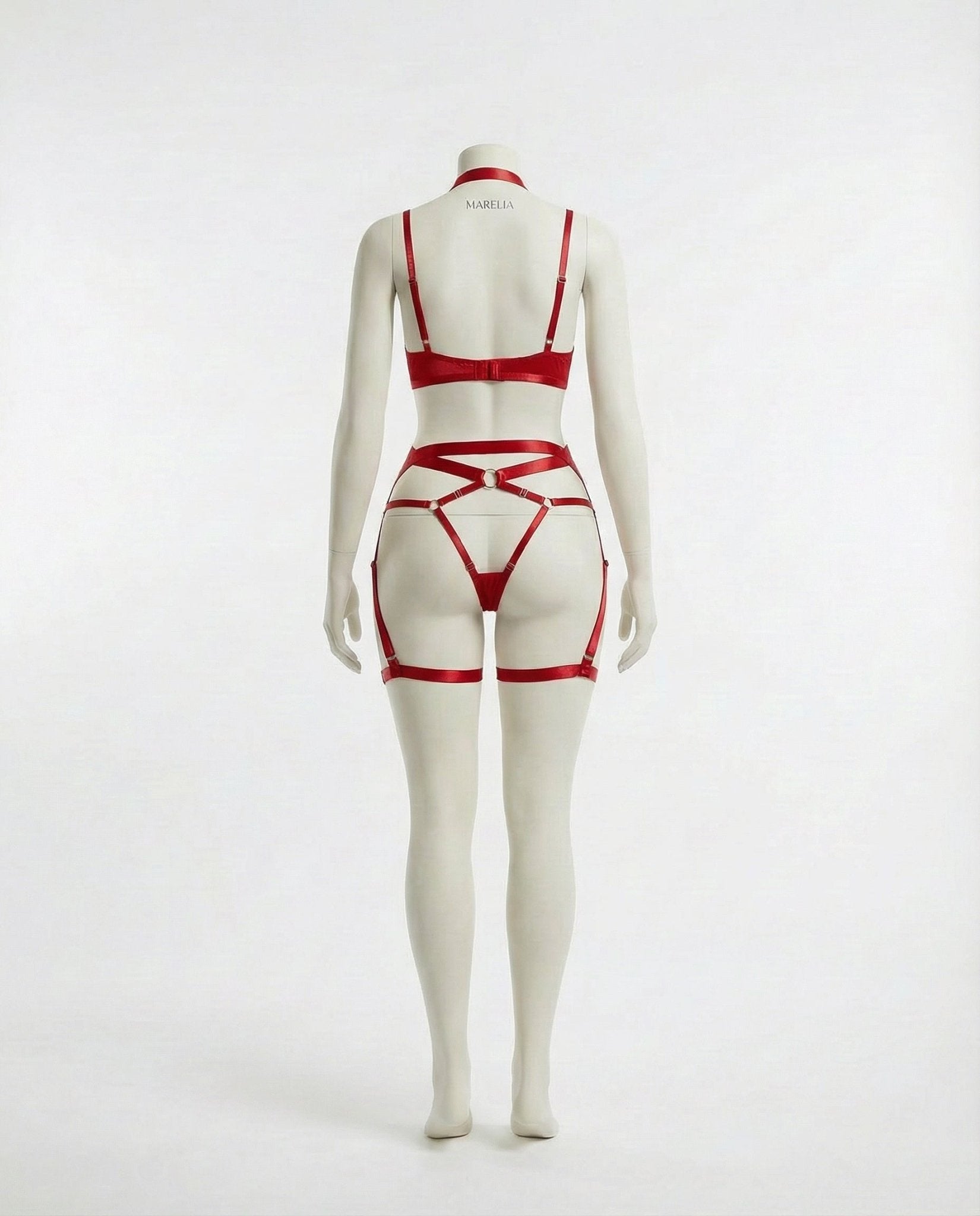 Satin Underwire Bra With Strappy Garter Belt Set - AR UNIVERSALghntshLingerie Set