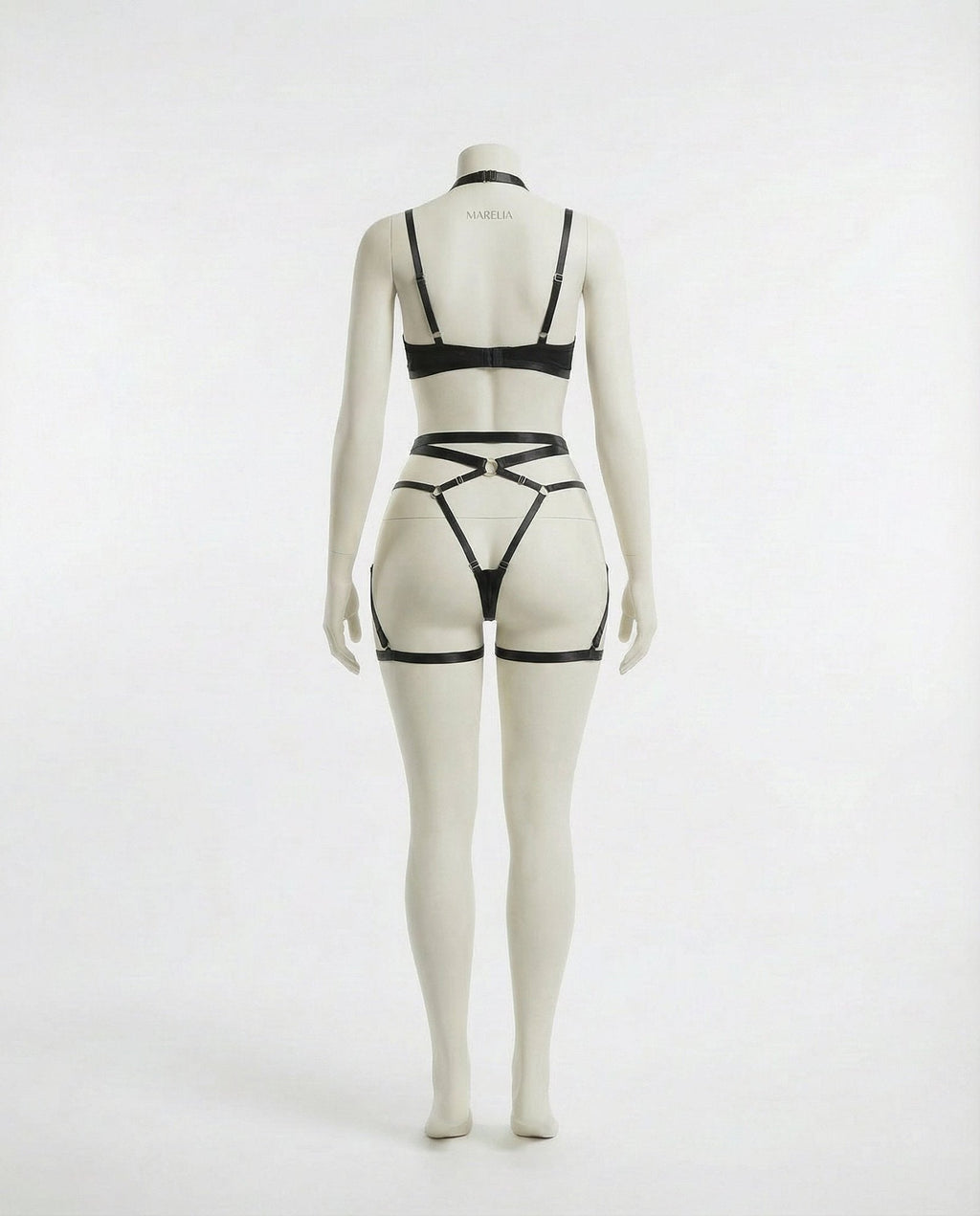 Satin Underwire Bra With Strappy Garter Belt Set - AR UNIVERSALghntshLingerie Set