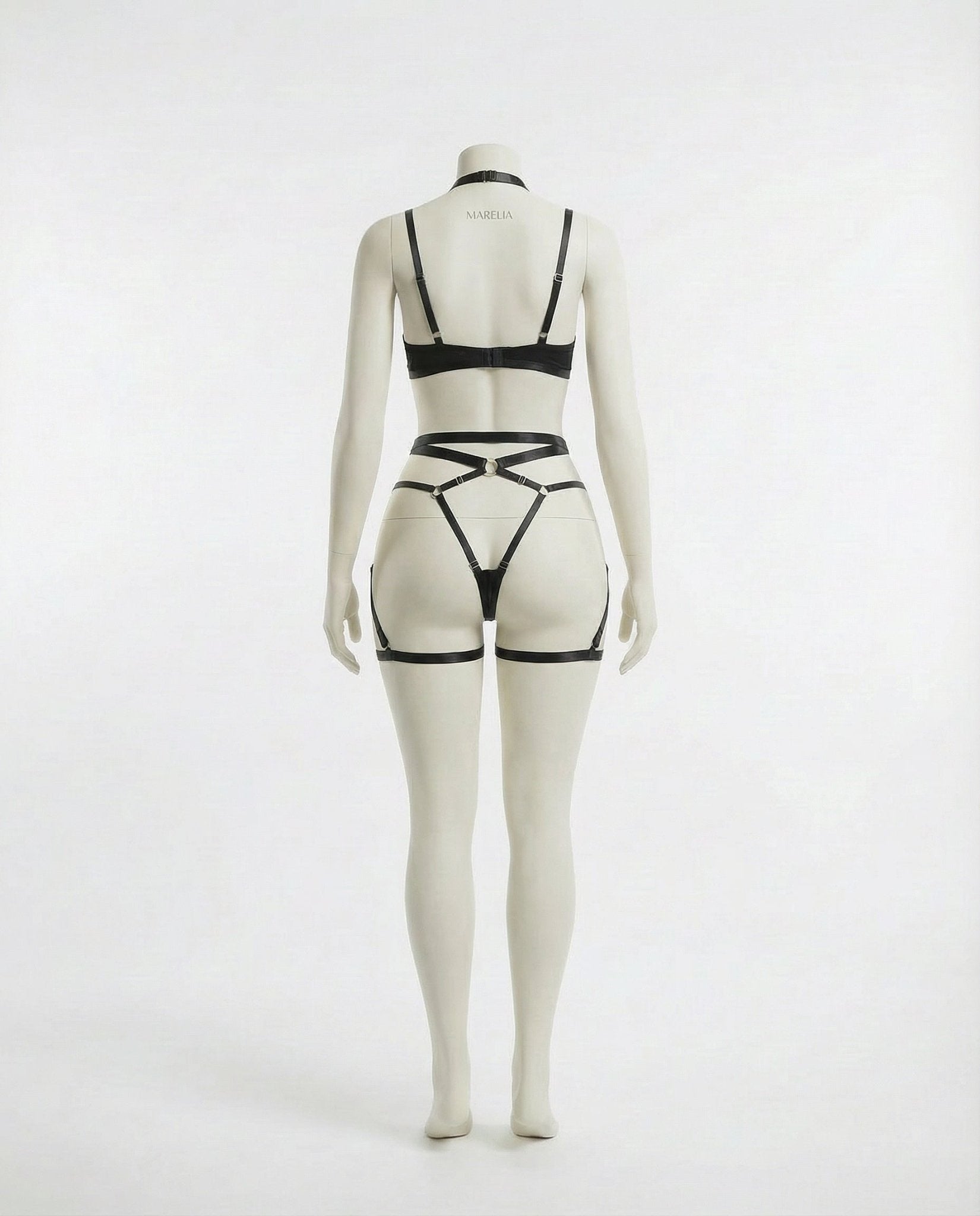 Satin Underwire Bra With Strappy Garter Belt Set - AR UNIVERSALghntshLingerie Set