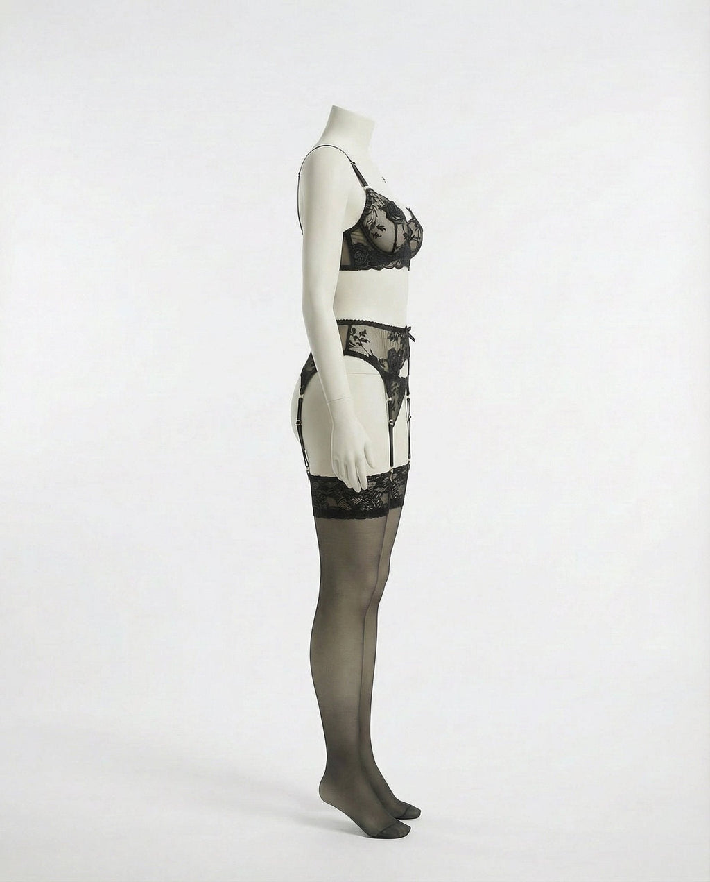 Floral Lace Lingerie Set with Suspender Belt - AR UNIVERSALghntshLingerie Set