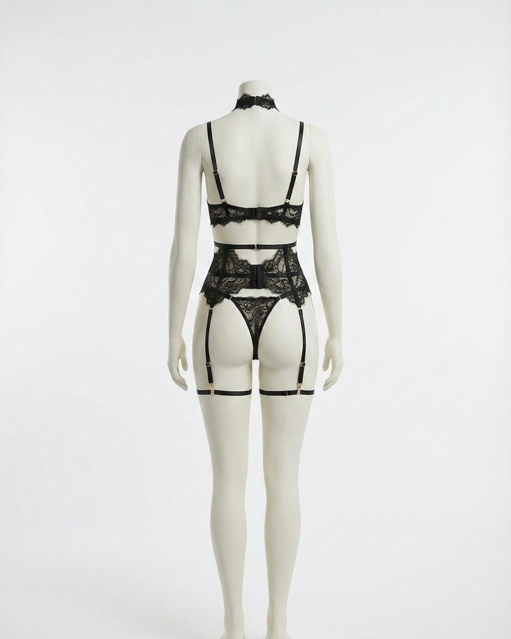 Sheer Lace Underwired Four Piece Lingerie Set - AR UNIVERSALAR UNIVERSALLingerie Sets