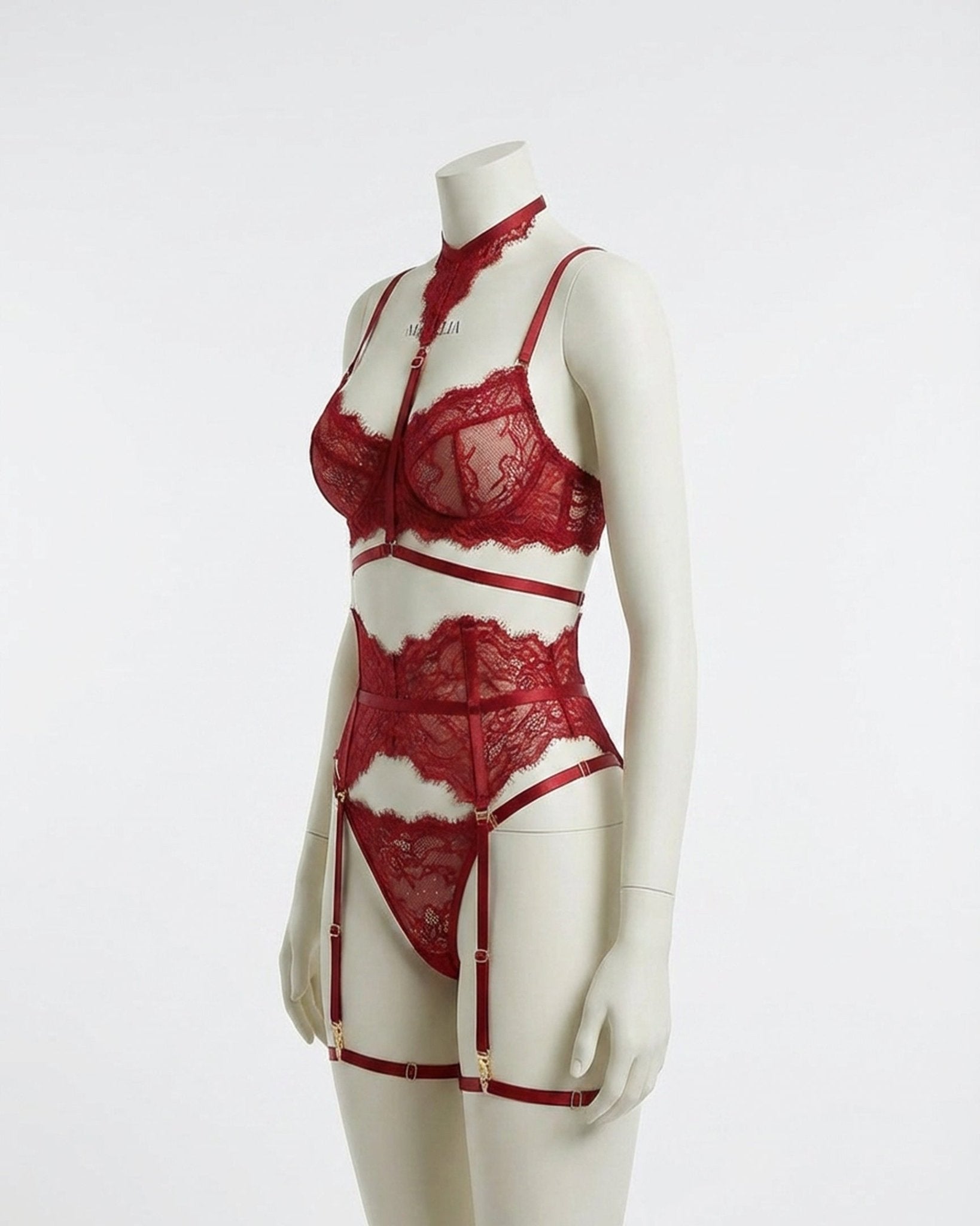 Sheer Lace Underwired Four Piece Lingerie Set - AR UNIVERSALAR UNIVERSALLingerie Sets