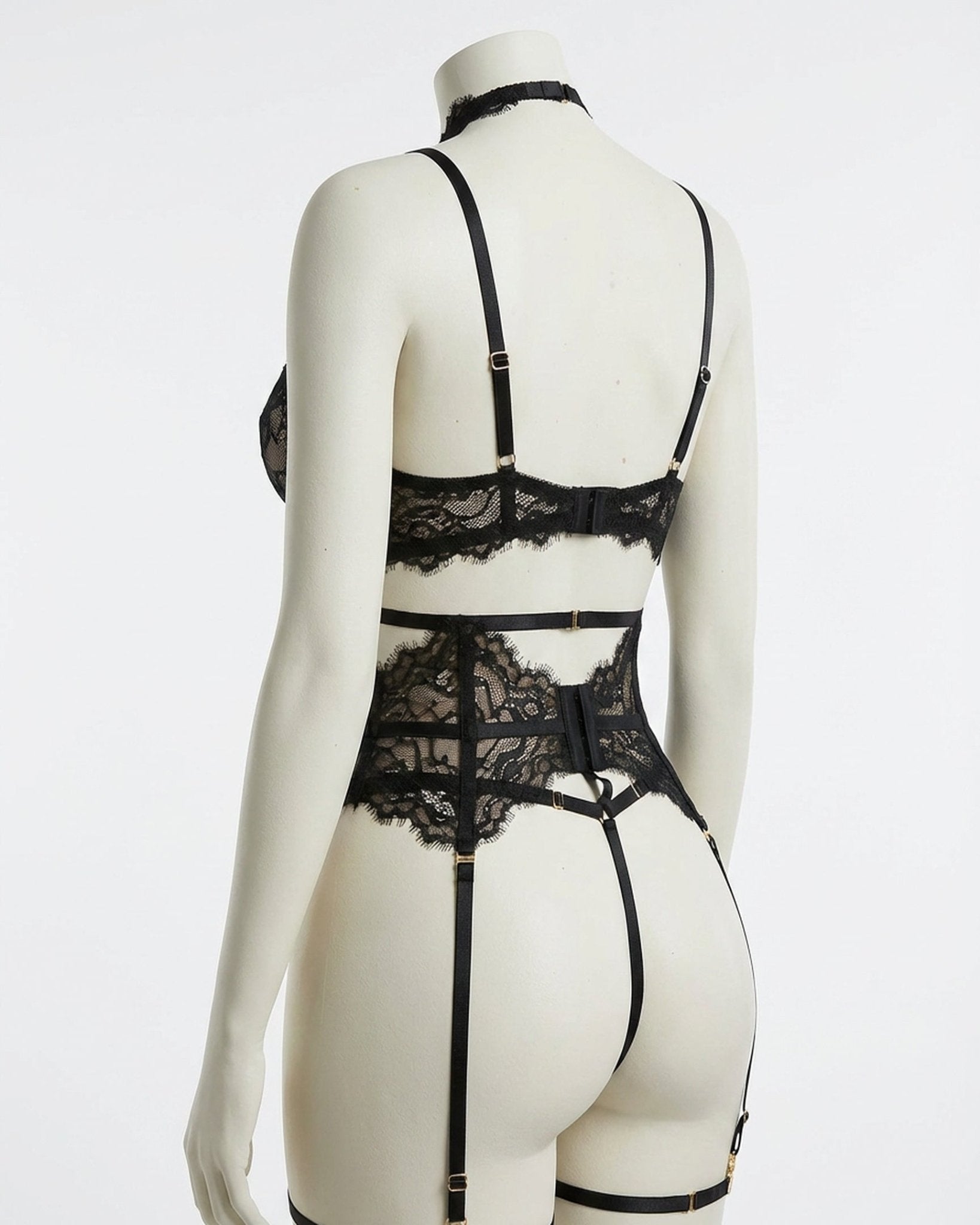 Sheer Lace Underwired Four Piece Lingerie Set - AR UNIVERSALAR UNIVERSALLingerie Sets