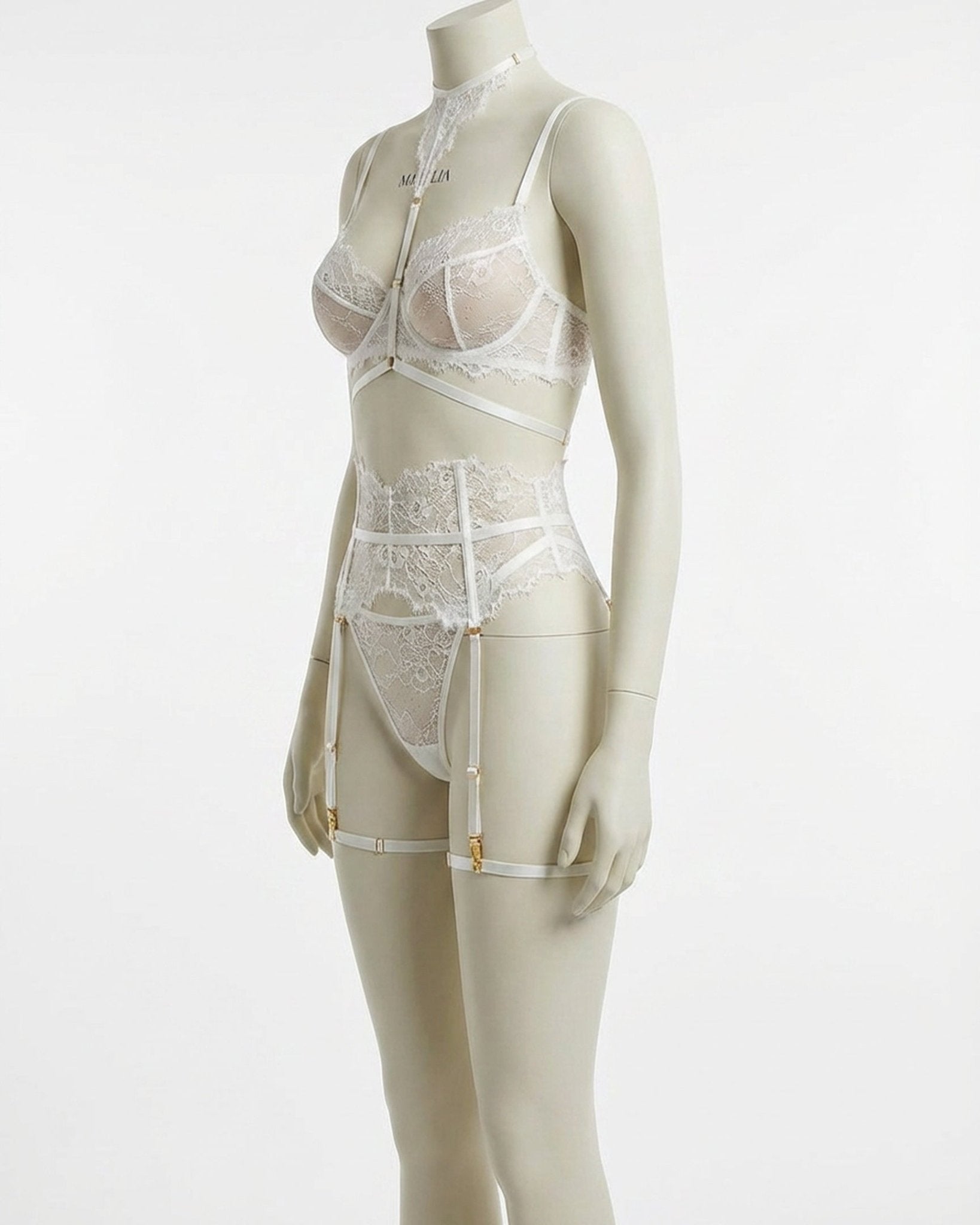 Sheer Lace Underwired Four Piece Lingerie Set - AR UNIVERSALAR UNIVERSALLingerie Sets
