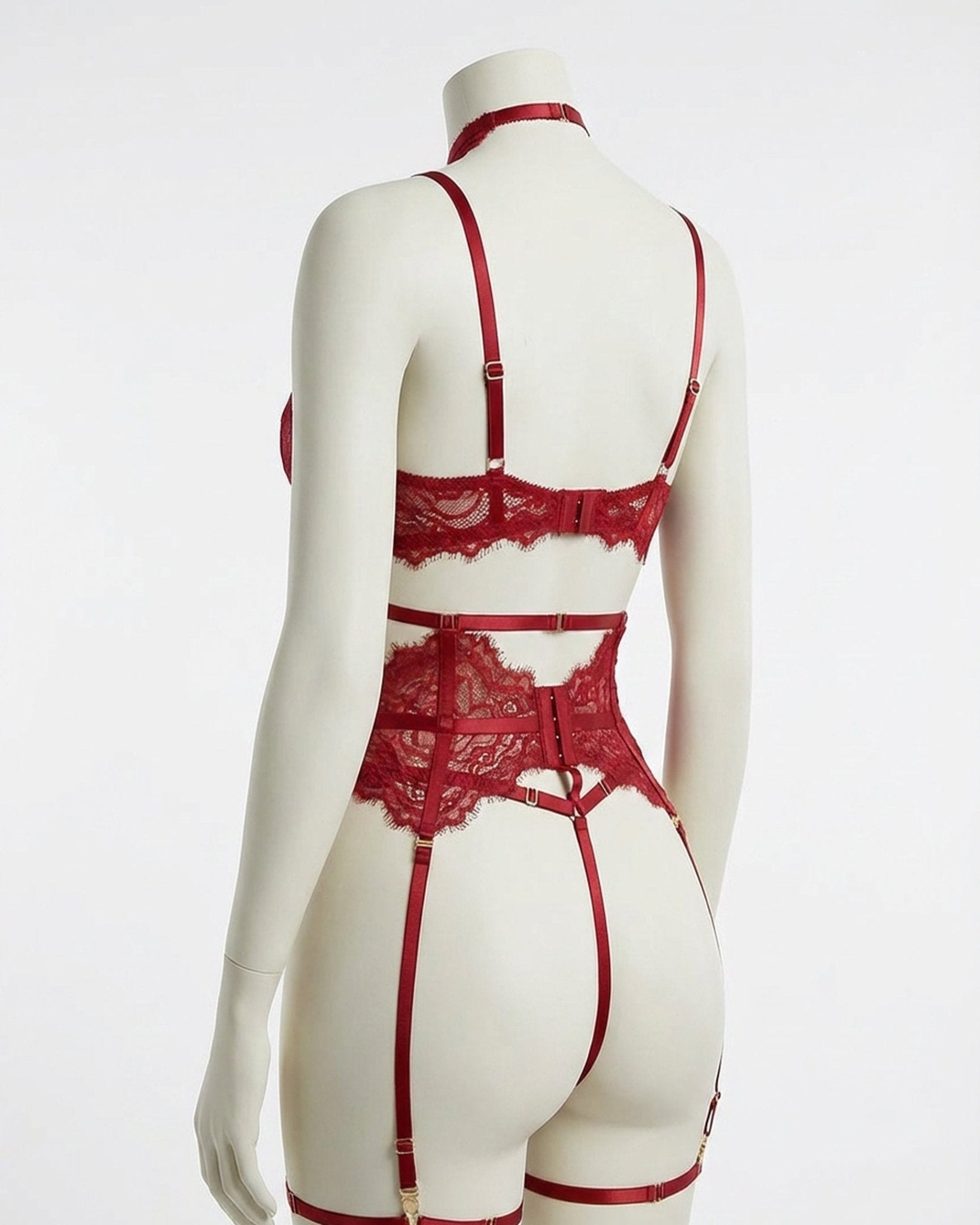 Sheer Lace Underwired Four Piece Lingerie Set - AR UNIVERSALAR UNIVERSALLingerie Sets