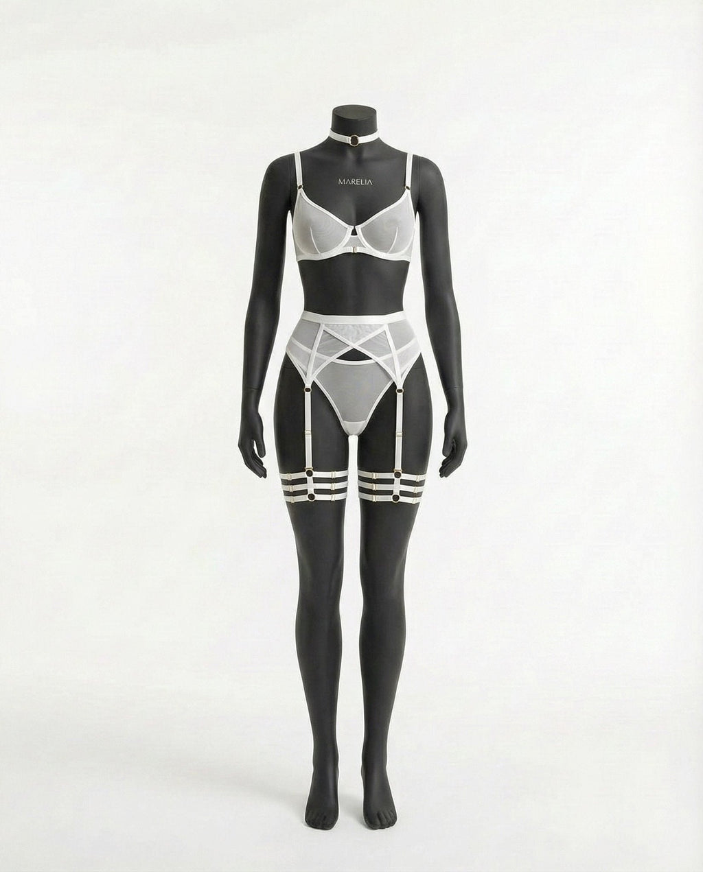 Sheer Mesh Bra Brief And Suspender Set - AR UNIVERSALAR UNIVERSALLingerie Set