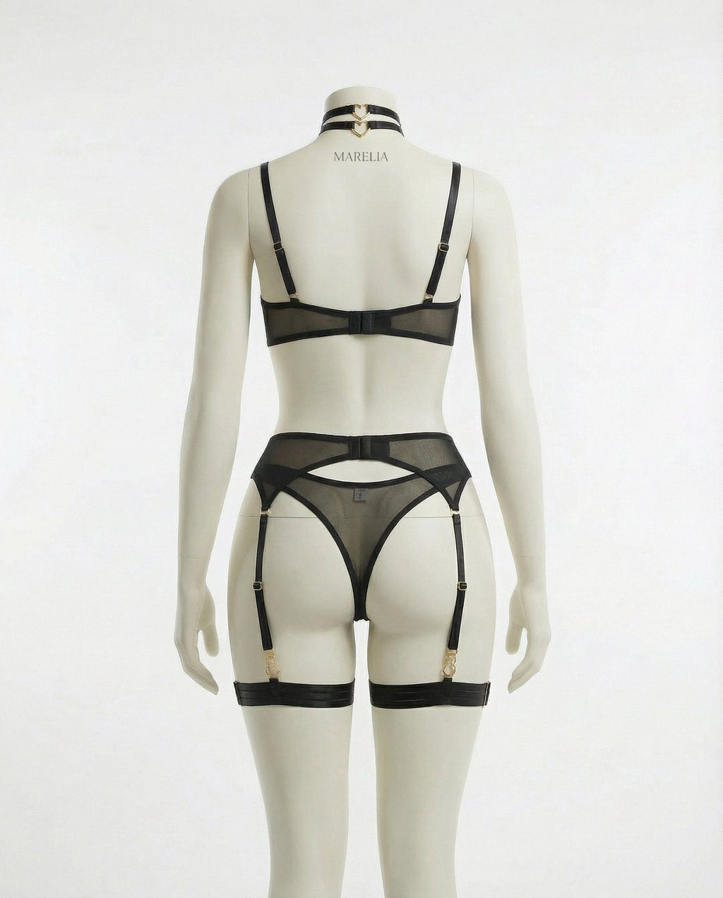 Sheer Mesh Bra Brief And Suspender Set - AR UNIVERSALAR UNIVERSALLingerie Set