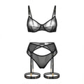 Sheer Mesh Bra Brief And Suspender Set - AR UNIVERSALAR UNIVERSALLingerie Set