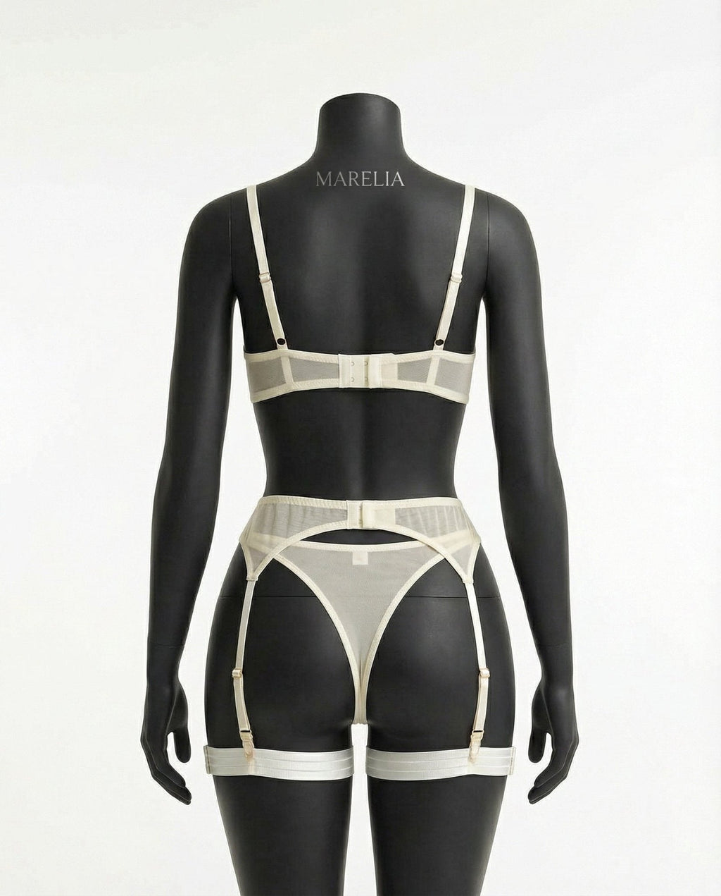 Sheer Mesh Bra Brief And Suspender Set - AR UNIVERSALAR UNIVERSALLingerie Set