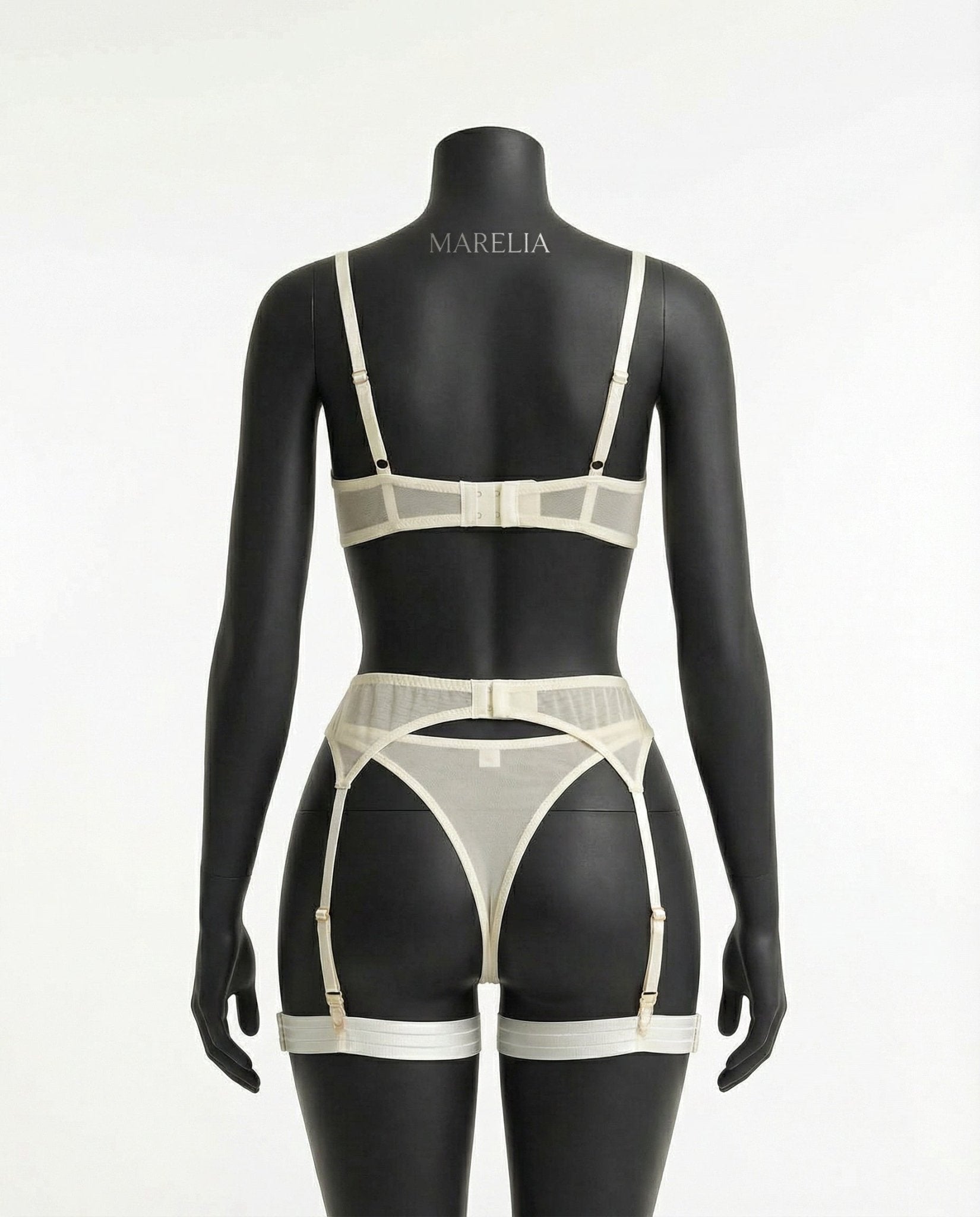 Sheer Mesh Bra Brief And Suspender Set - AR UNIVERSALAR UNIVERSALLingerie Set