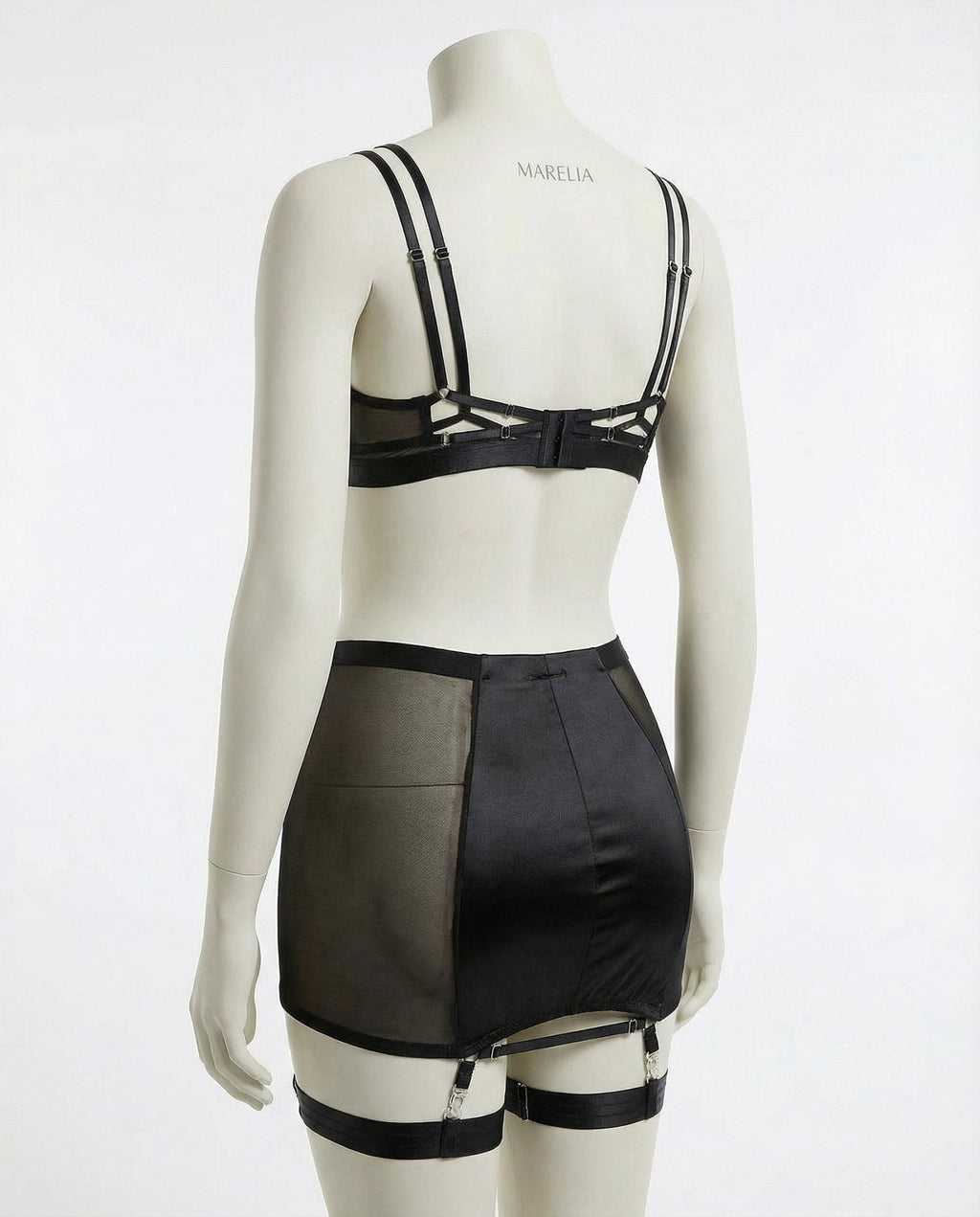 Sheer Mesh Bra Top High Waist Brief And Skirt Set - AR UNIVERSALAR UNIVERSALLingerie Set