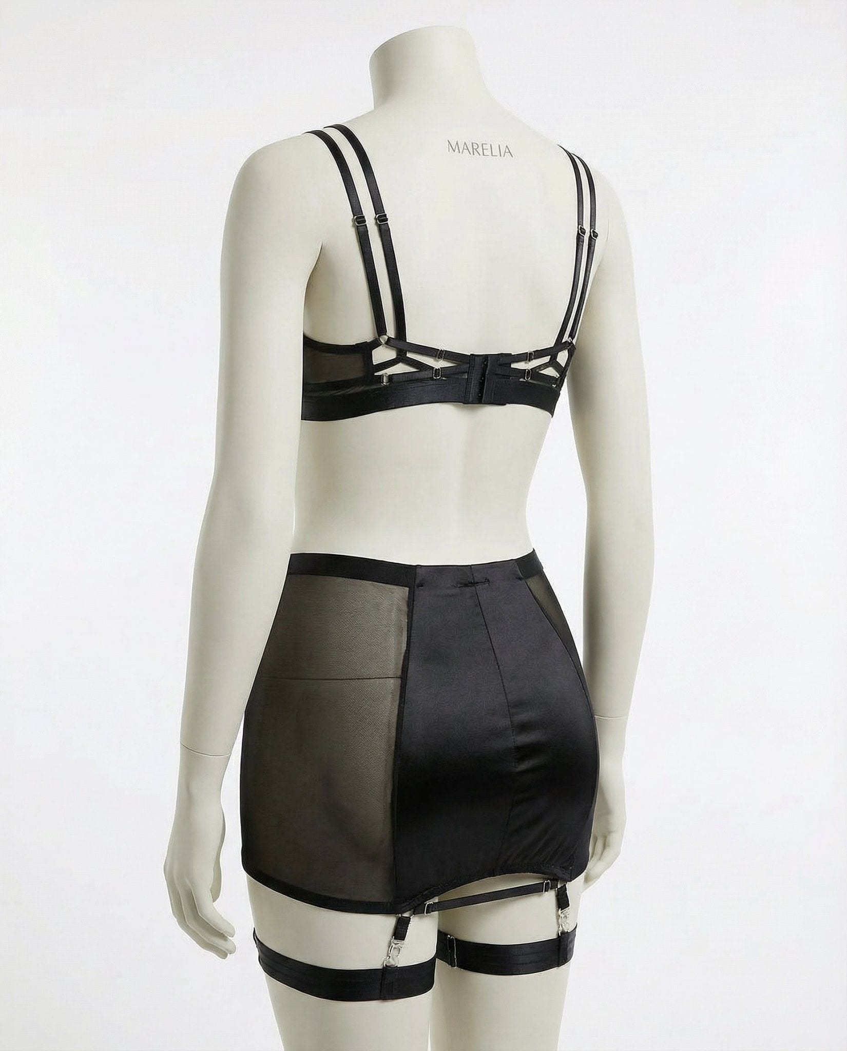 Sheer Mesh Bra Top High Waist Brief And Skirt Set - AR UNIVERSALAR UNIVERSALLingerie Set