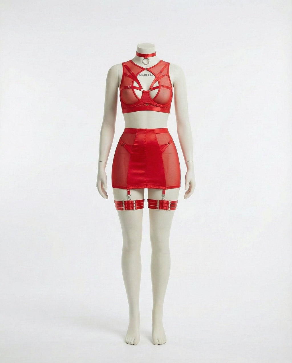 Sheer Mesh Bra Top High Waist Brief And Skirt Set - AR UNIVERSALAR UNIVERSALLingerie Set