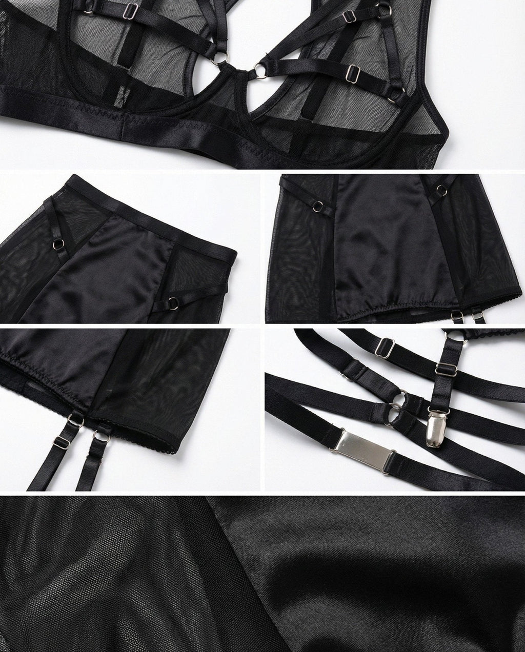 Sheer Mesh Bra Top High Waist Brief And Skirt Set - AR UNIVERSALAR UNIVERSALLingerie Set