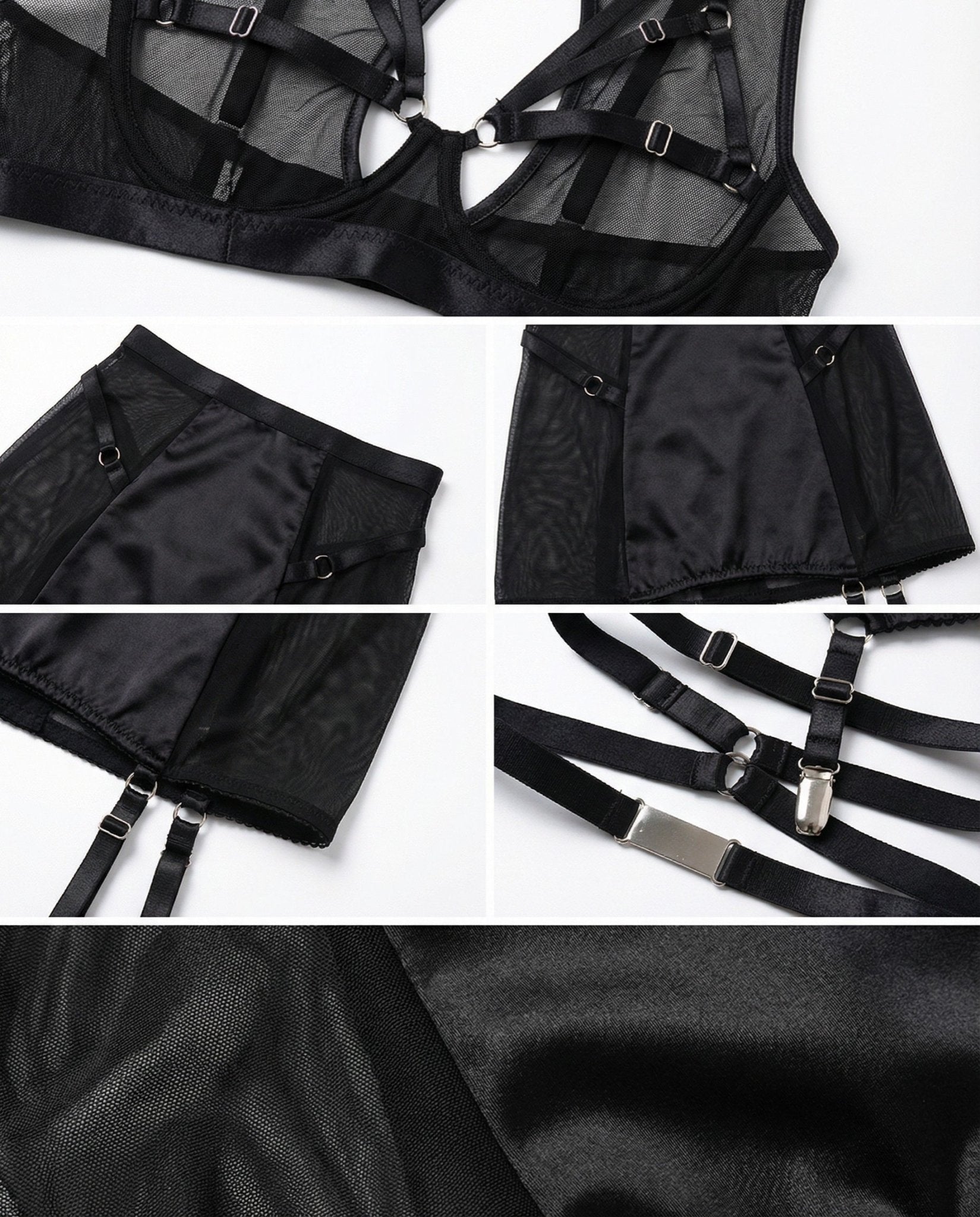 Sheer Mesh Bra Top High Waist Brief And Skirt Set - AR UNIVERSALAR UNIVERSALLingerie Set