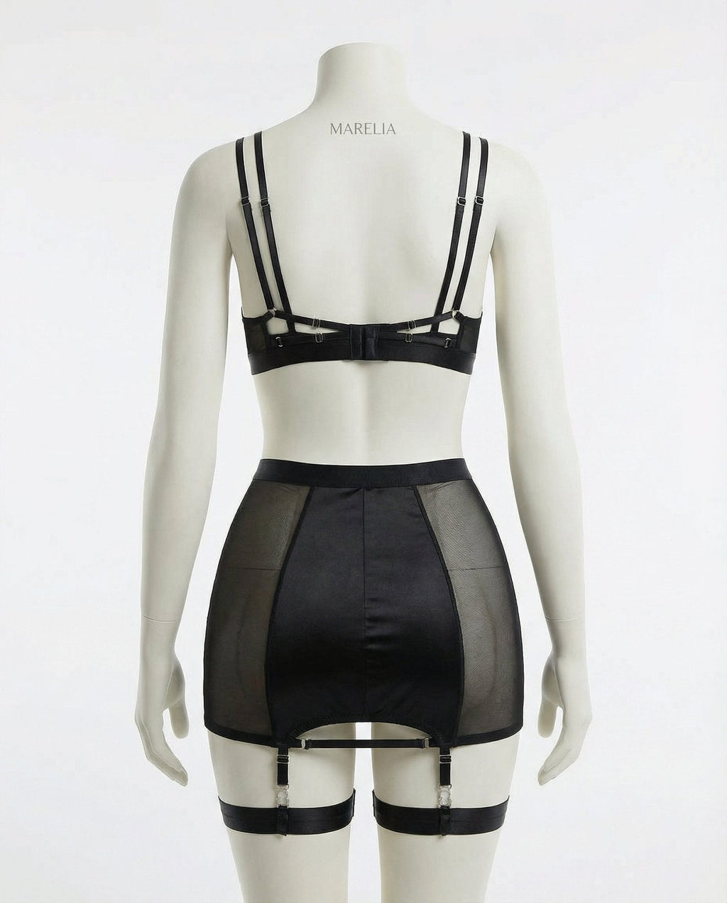 Sheer Mesh Bra Top High Waist Brief And Skirt Set - AR UNIVERSALAR UNIVERSALLingerie Set