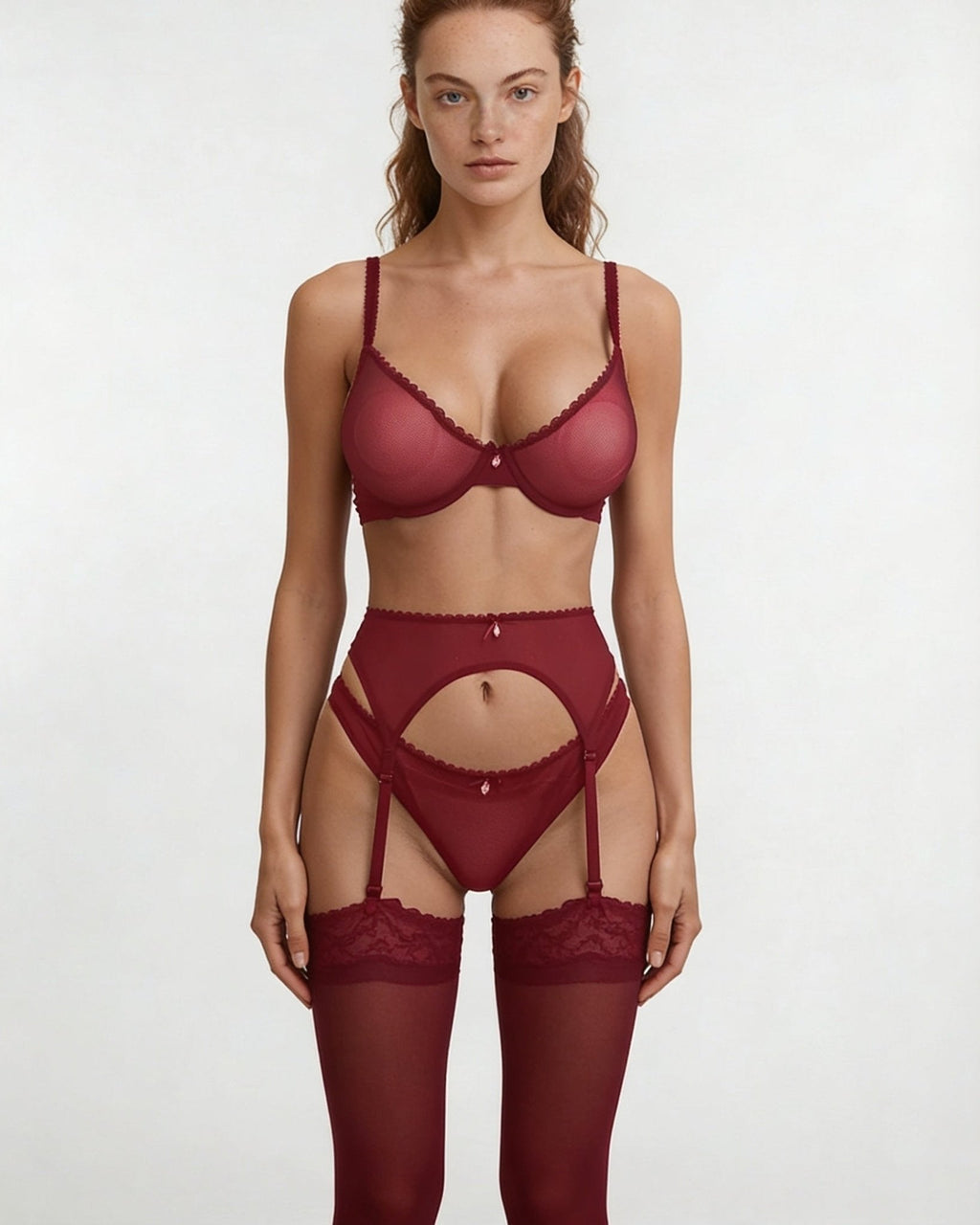 Sheer Mesh Four Piece Lingerie Set - AR UNIVERSALAR UNIVERSALLingerie Sets
