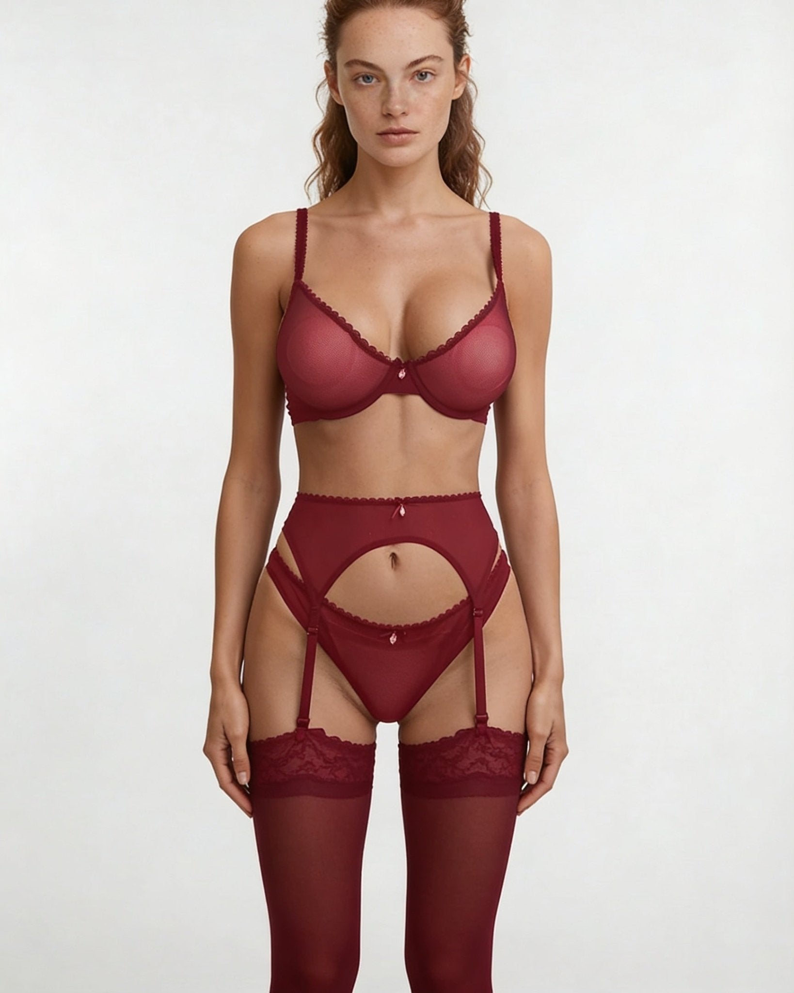 Sheer Mesh Four Piece Lingerie Set - AR UNIVERSALAR UNIVERSALLingerie Sets