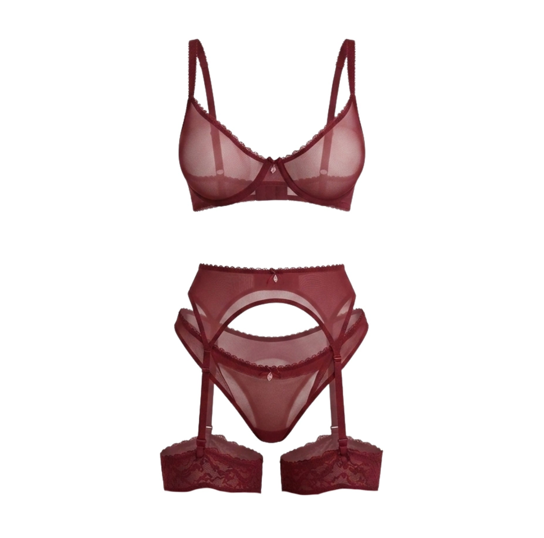 Sheer Mesh Four Piece Lingerie Set - AR UNIVERSALAR UNIVERSALLingerie Sets