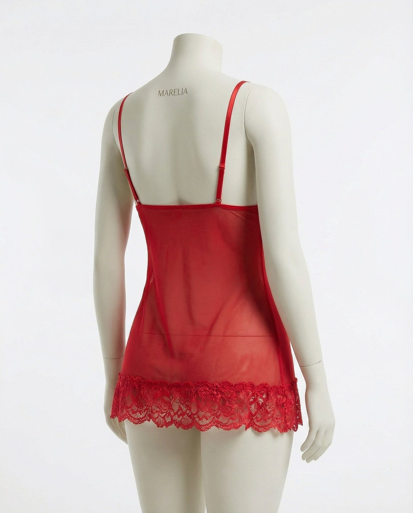 Sheer Mesh Lace Chemise With G-String