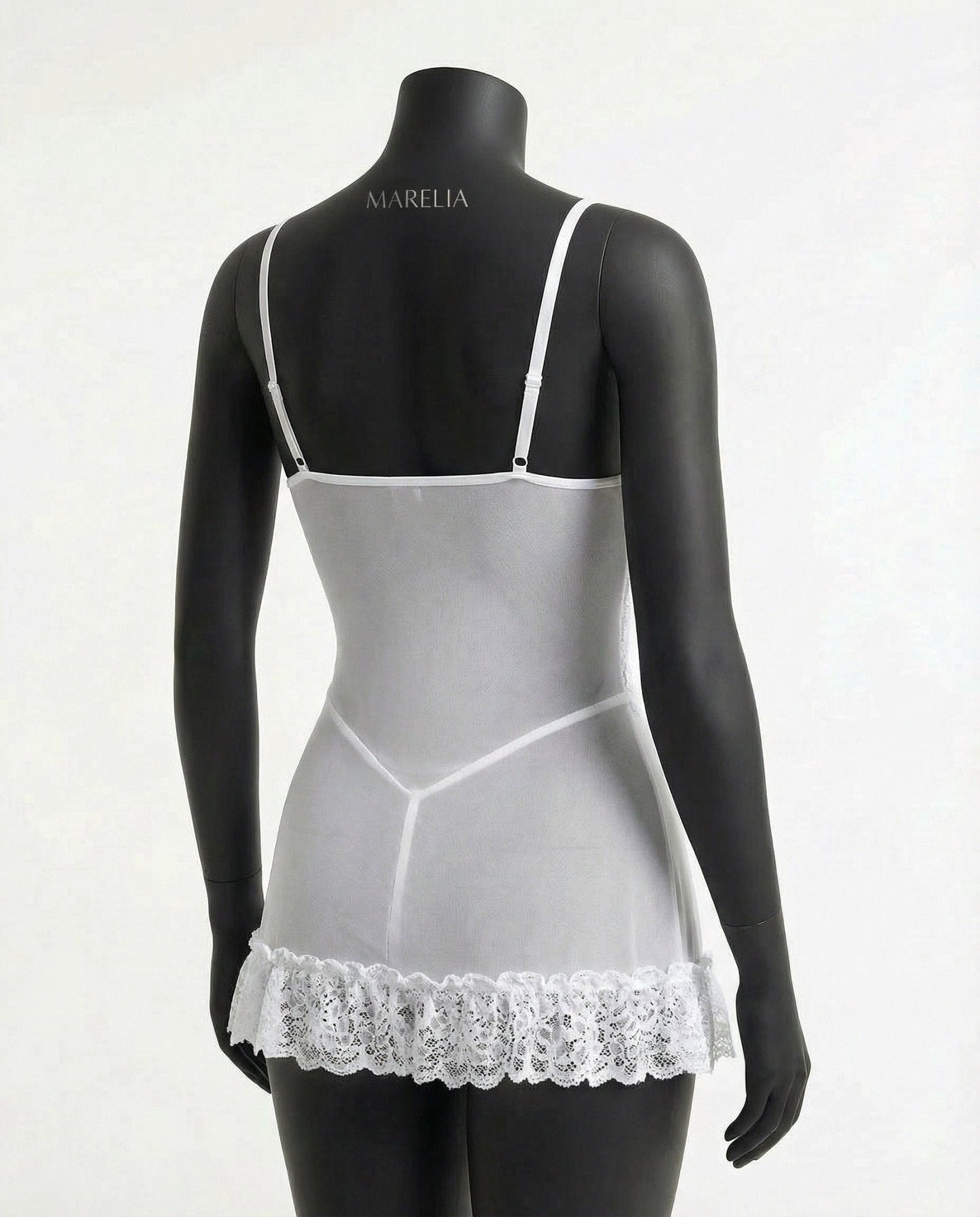 Sheer Mesh Lace Chemise With G-String