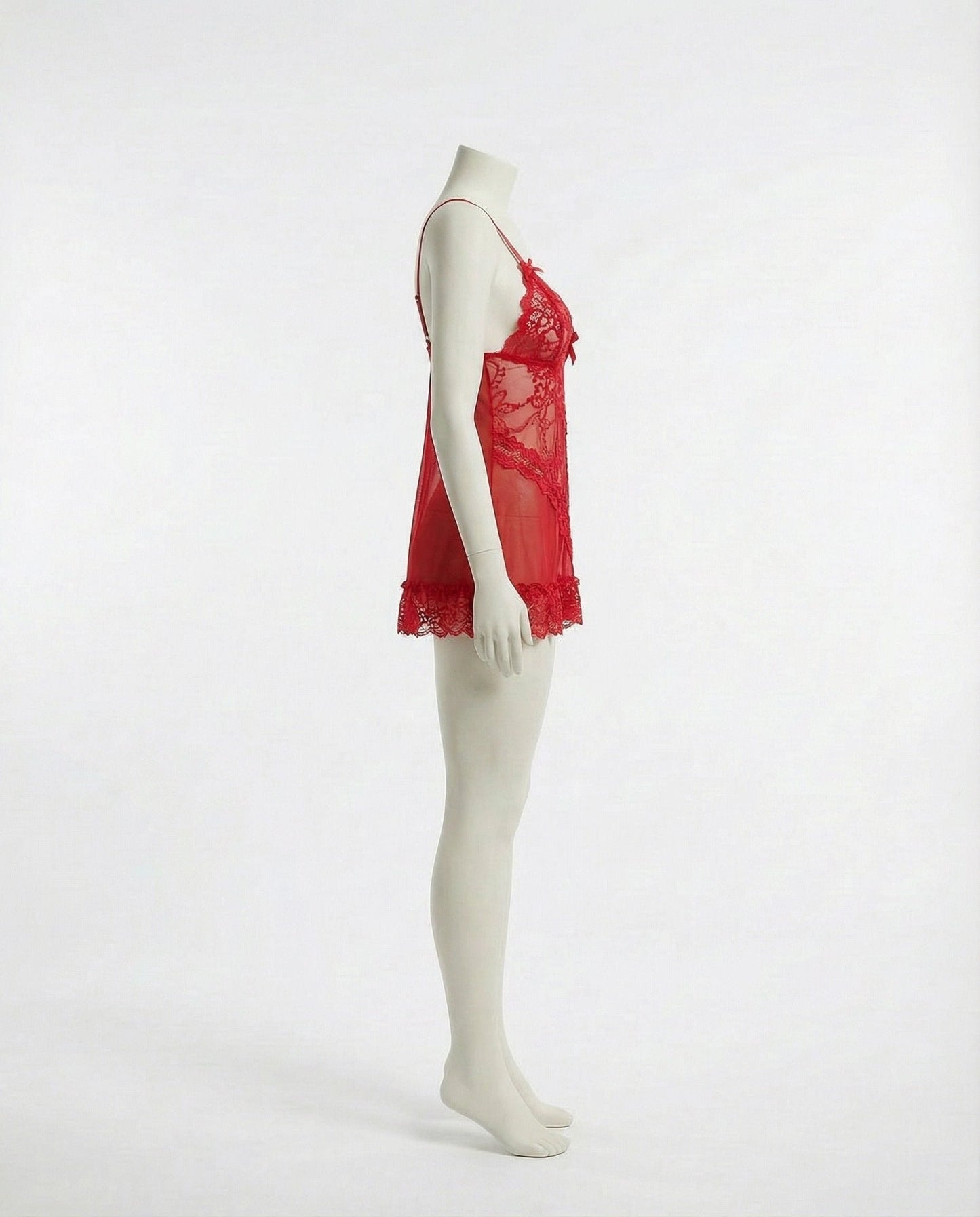 Sheer Mesh Lace Chemise With G-String