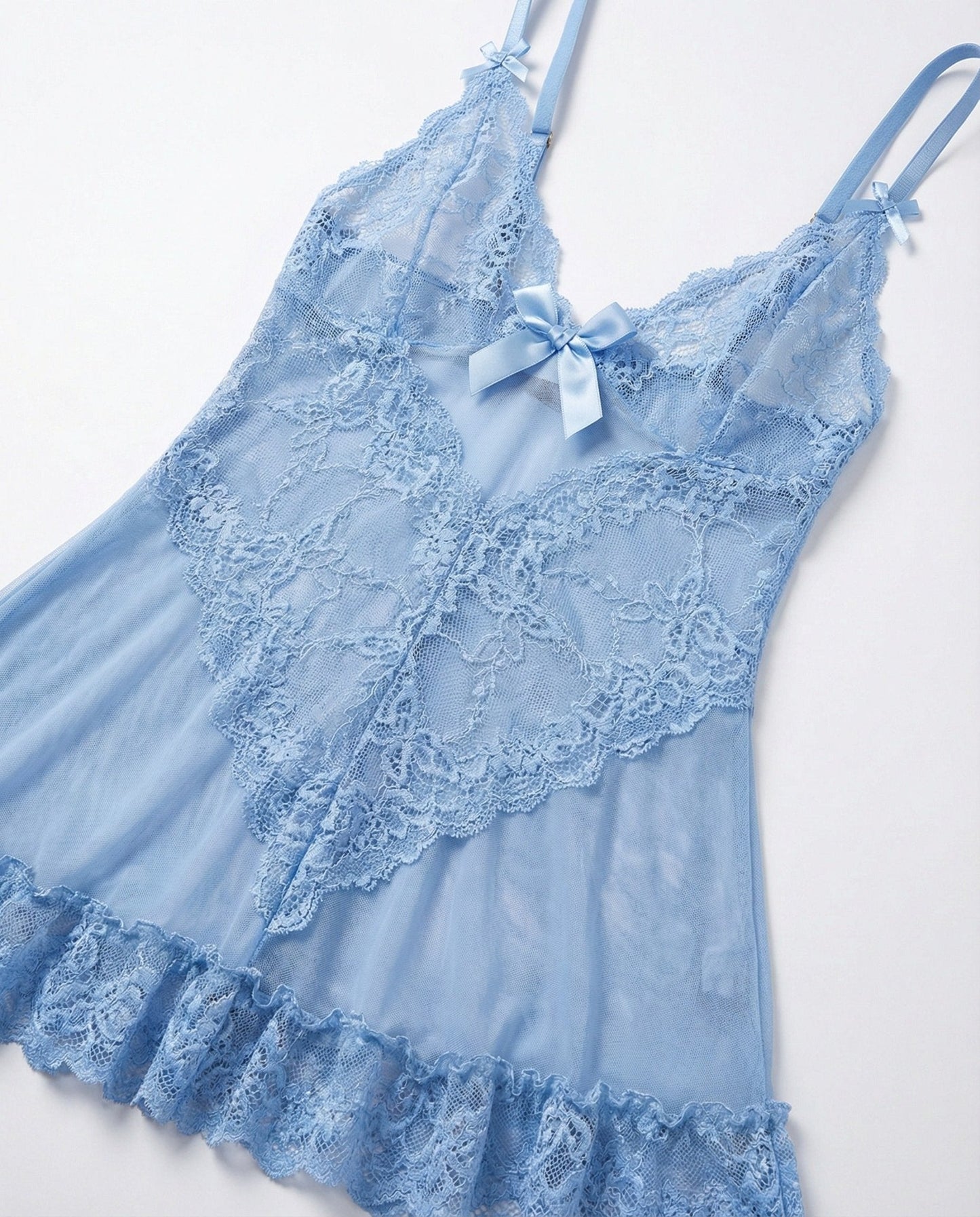 Sheer Mesh Lace Chemise With G-String